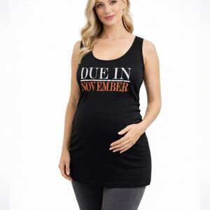 Motherhood Maternity Black Due in November Glitter Tank Top Size Large